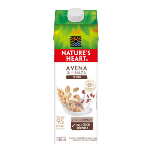 BEBIDA DE AVENA Y LINAZA SIN AZUCAR 946 ML NATURE'S HEART