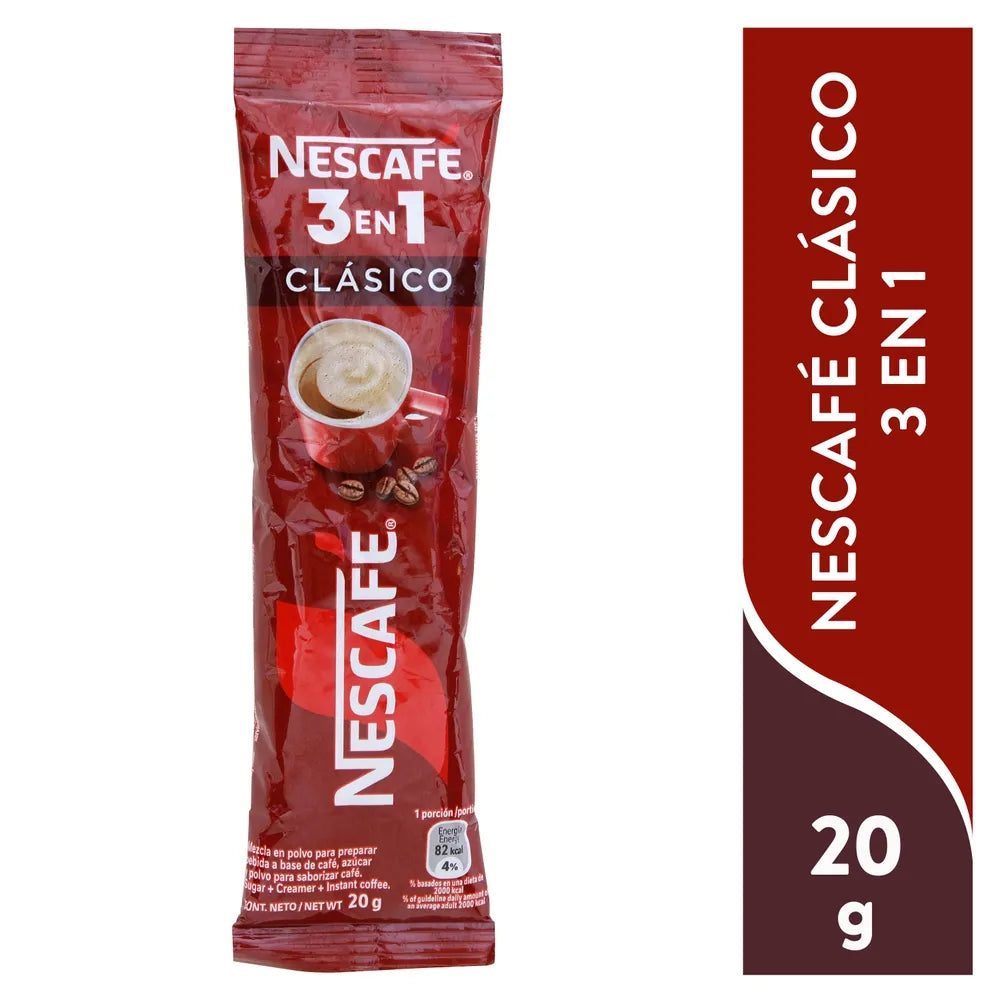 CAFE INSTANTANEO CLASICO 3EN1 STICK X UN NESCAFE