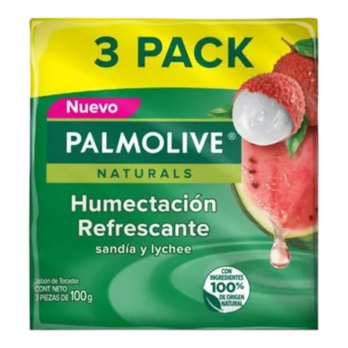 JABON DE BAÑO HUMECTACION REFRESCANTE SANDIA Y LYCHEE 3PACK 100 GR C/U PALMOLIVE