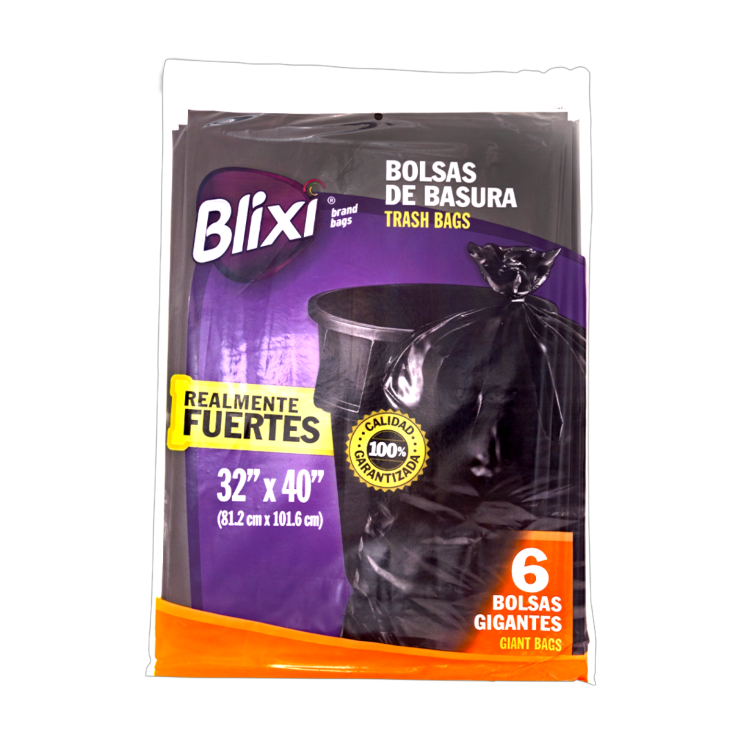 BOLSA FLAT NEGRA GIGANTE 32X40 6 UN BLIXI