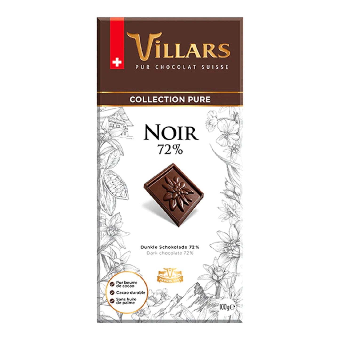 CHOCOLATE NOIR AMARGO AL 72% 100 GR VILLARS