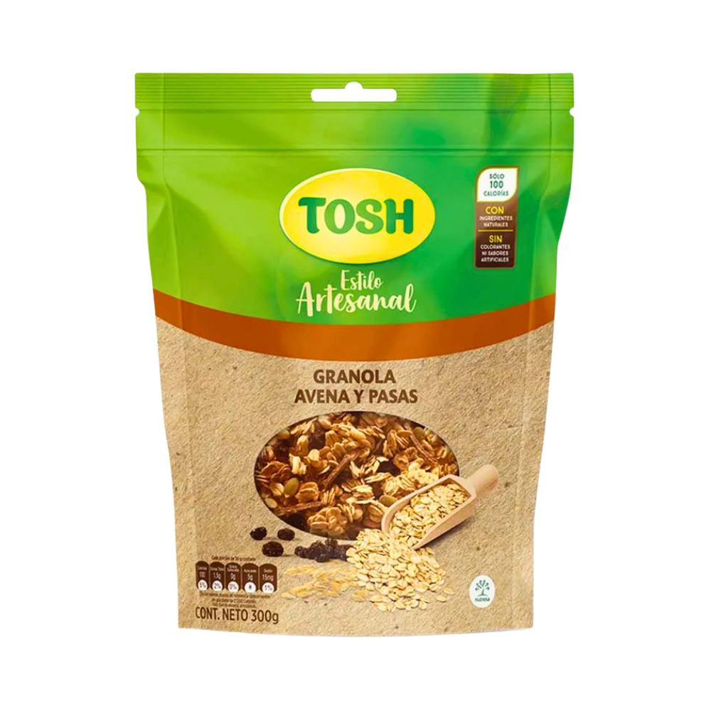 GRANOLA AVENA Y PASAS 300GR TOSH