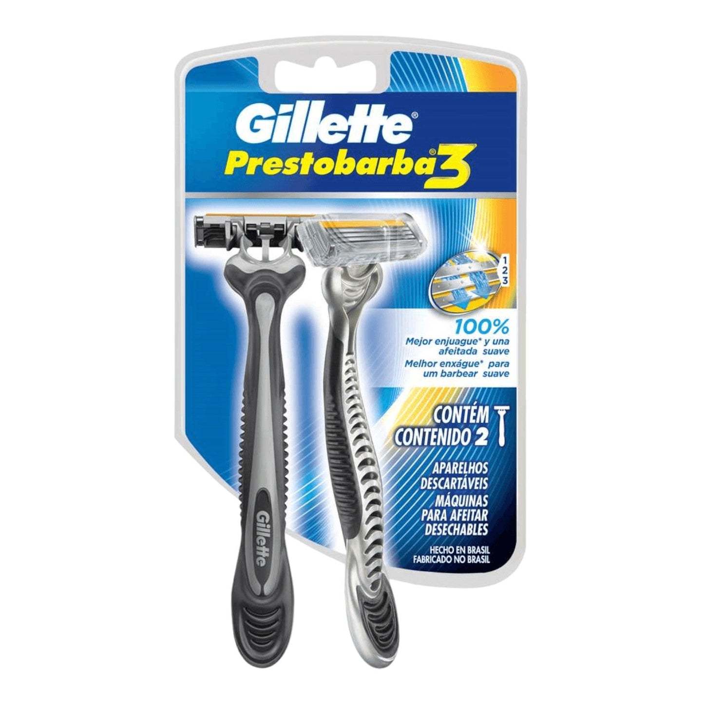 PRESTOBARBA DESECHABLE LUBRINCANTE Y MANGO DE GOMA 2 PACK GILLETTE