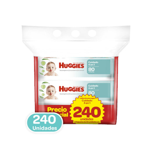 TOALLAS HUMEDAS LIMPIEZA TOTAL 3PACK 240 UN HUGGIES