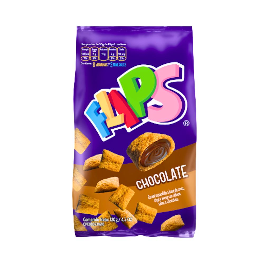 CEREAL RELLENO CHOCOLATE BOLSA 120GR FLIPS