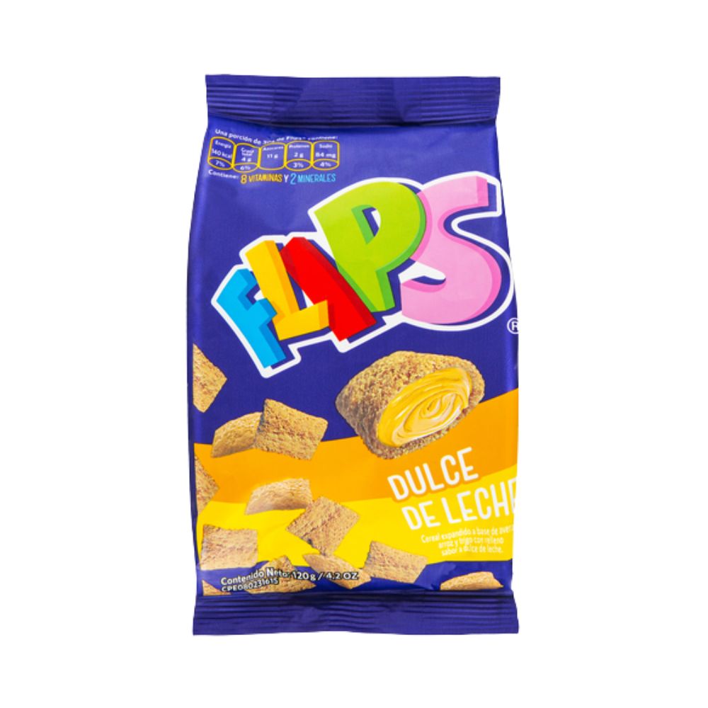 CEREAL RELLENO DULCE DE LECHE BOLSA 120GR FLIPS