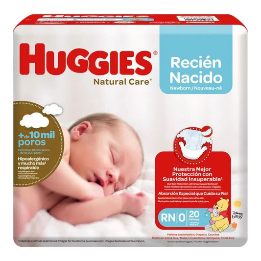 PANAL DESECHABLE NATURAL CARE RECIEN NACIDO 20 UN HUGGIES