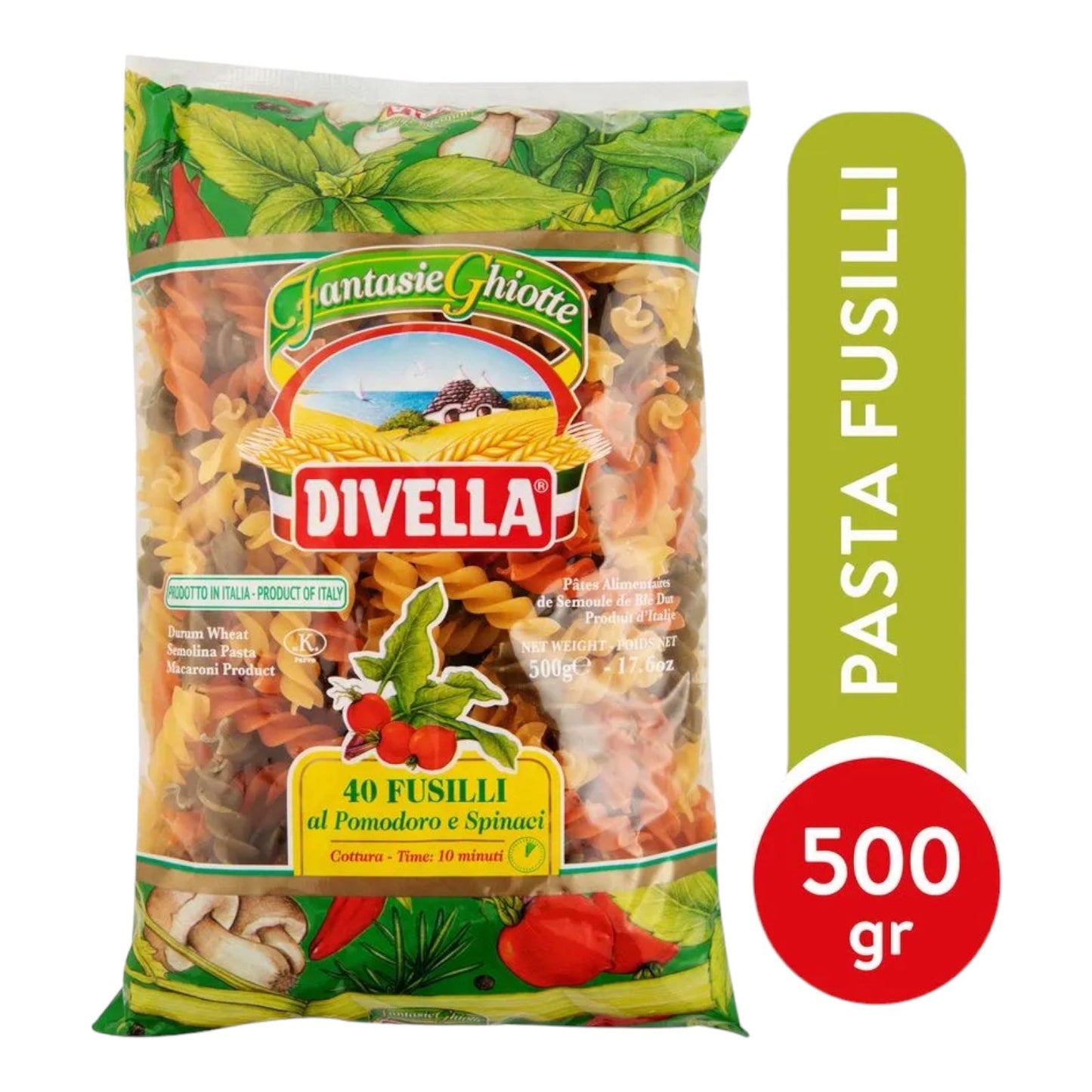 FUSILLI POMODORO SPINACA 500 GR DIVELLA