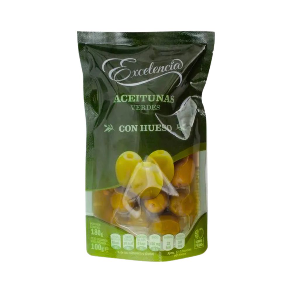 ACEITUNA VERDE CON HUESO 100 GR EXCELENCIA