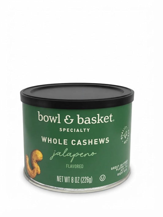 WHOLE CASHEWS JALAPENO 8 OZ BOWL & BASKET