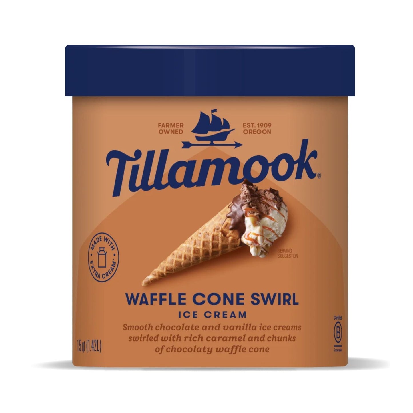 HELADO WAFFLE CONE SWIRL 1.42 LT TILLAMOOK