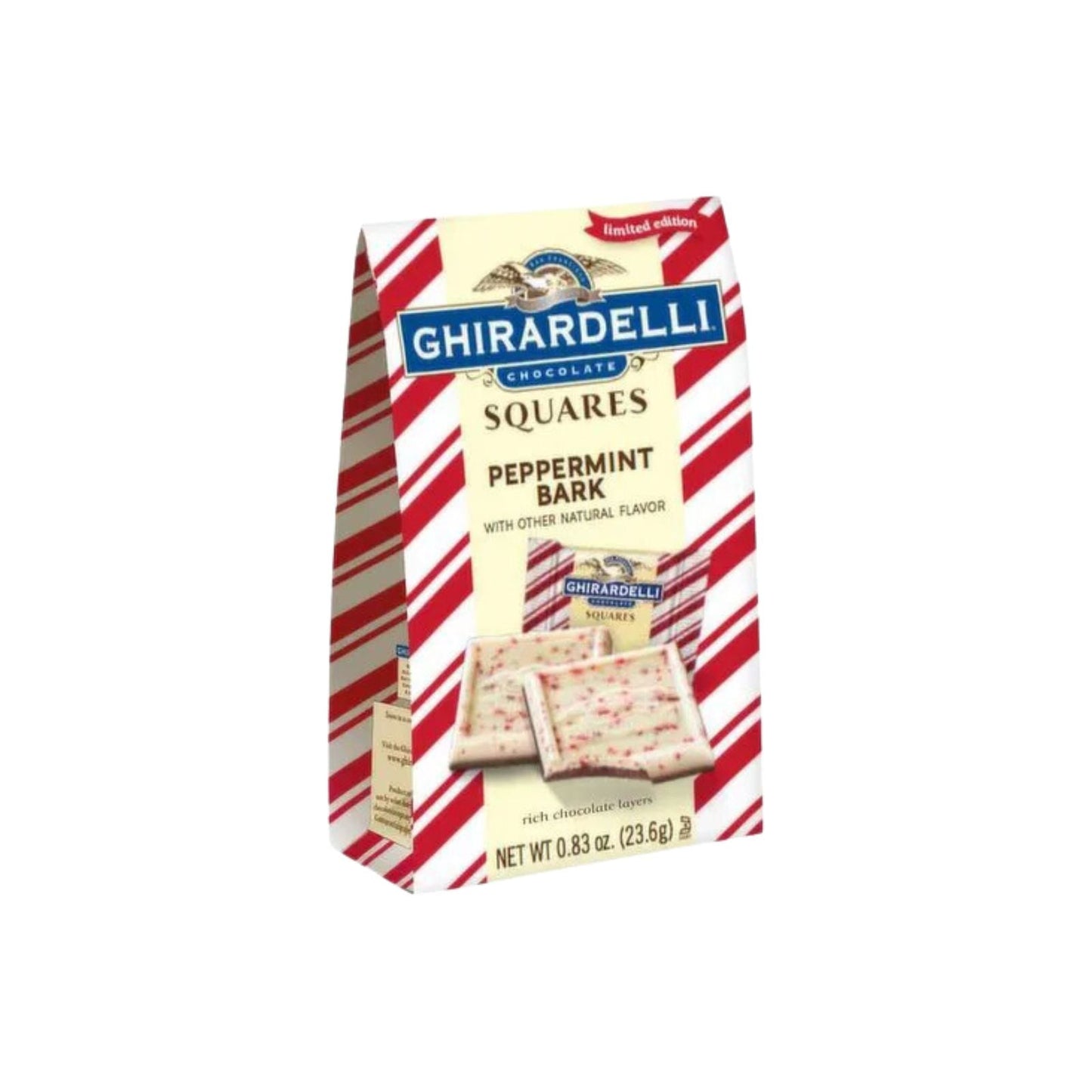 CHOCOLATE SQUARES PEPPERMINT BARK 0.83 OZ GHIRARDELLI