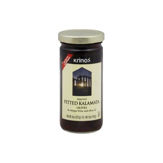 PITTED KALAMATA OLIVES 8 OZ KRINOS