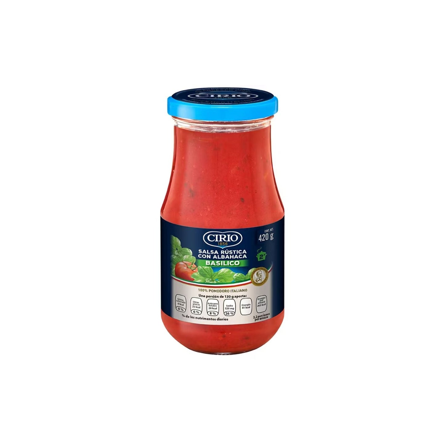 SALSA RÚSTICA CON ALBAHACA BASILICO 420 GR CIRIO