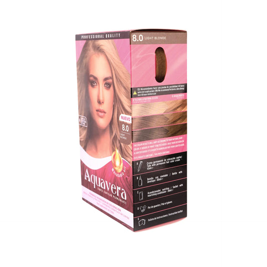 TINTE CAPILAR PERMANENTE LIGHT BLONDE 8.0 AQUAVERA