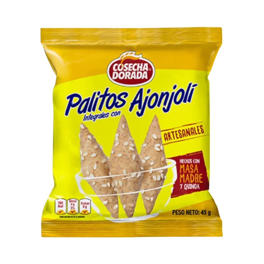 PALITOS INTEGRALES CON AJONJOLI 50 GR COSECHA DORADA
