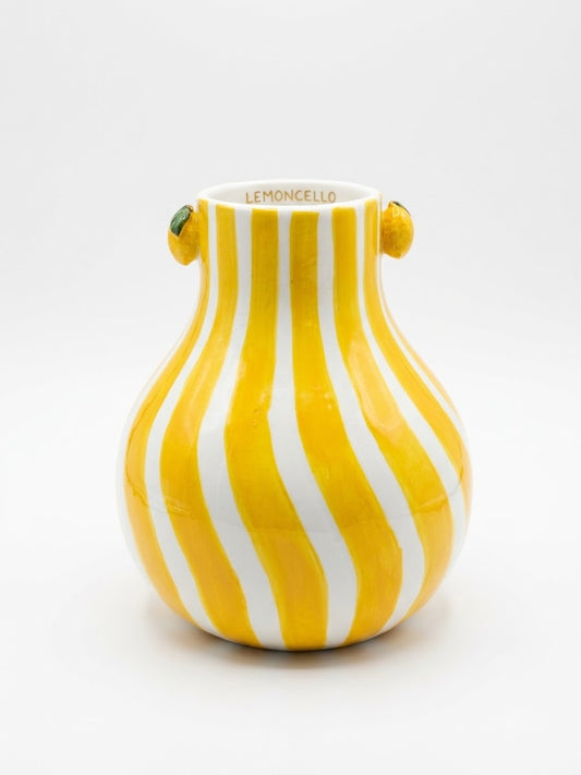 FLORERO RAYAS AMARILLO/BLANCO 20 CM DECORE
