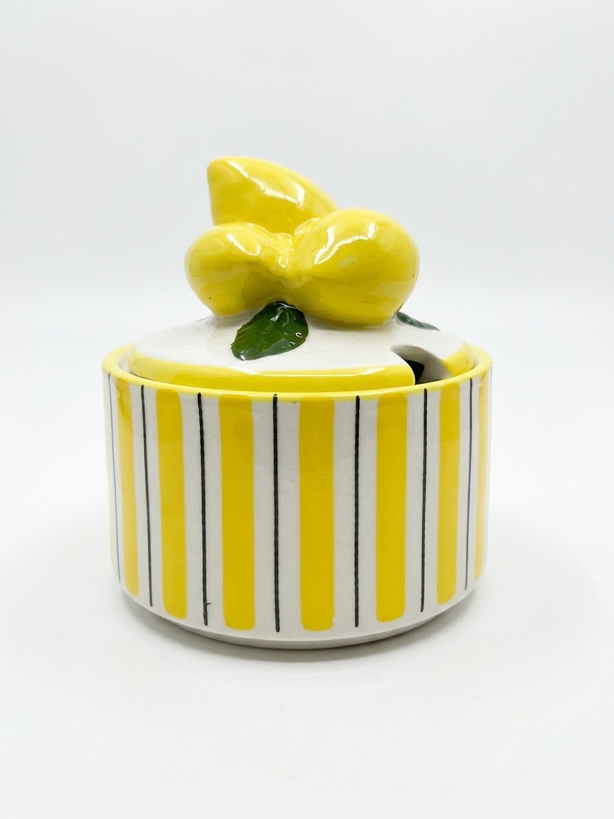 FRASCO PARA AZUCAR BLANCO/AMARILLO 11.5X18 CM DECORE