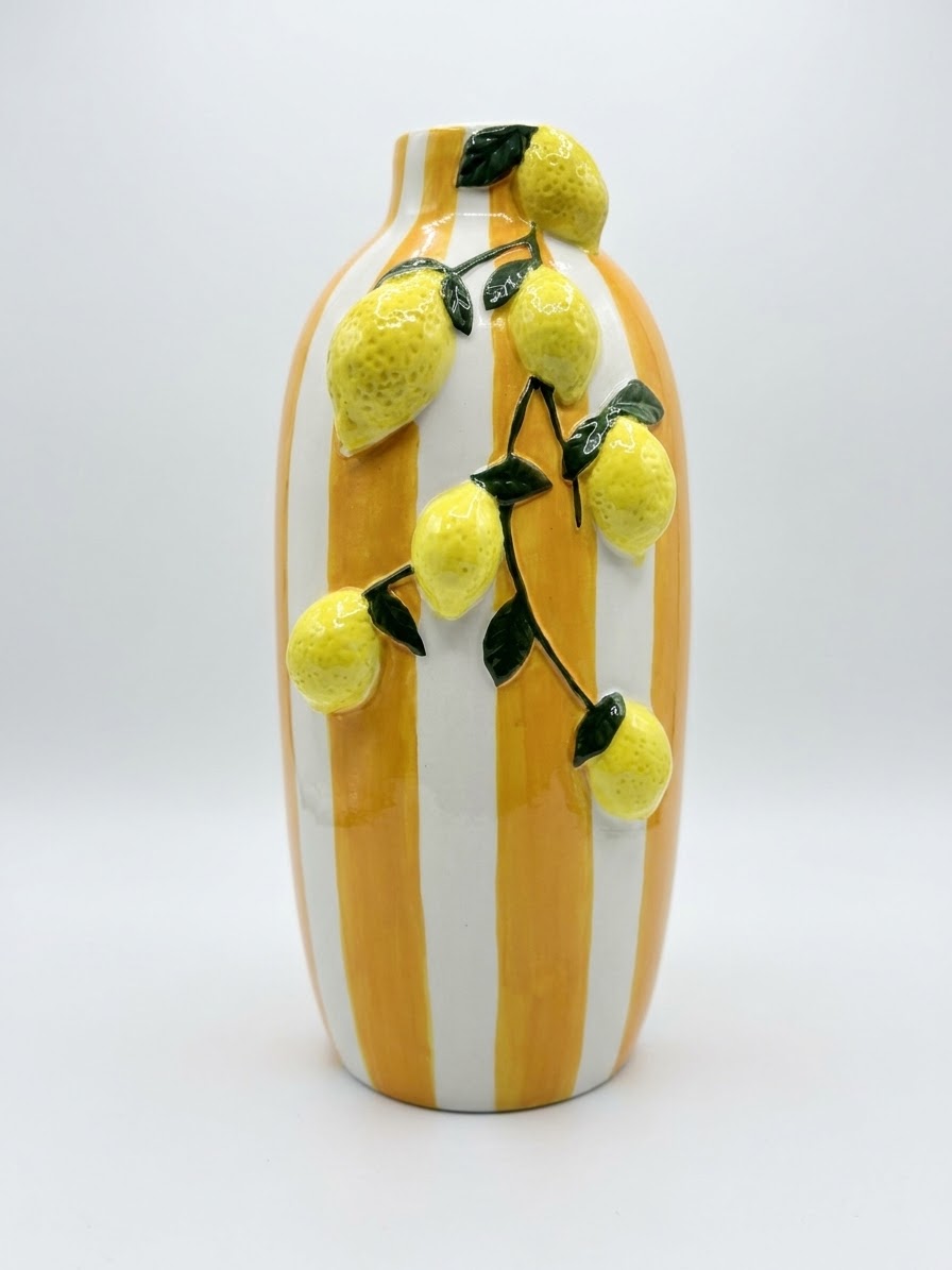 FLORERO BLANCO/NARANJA LIMON 14X15X31.8 CM DECORE