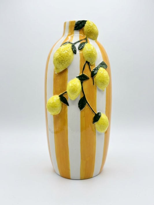 FLORERO BLANCO/NARANJA LIMON 14X15X31.8 CM DECORE
