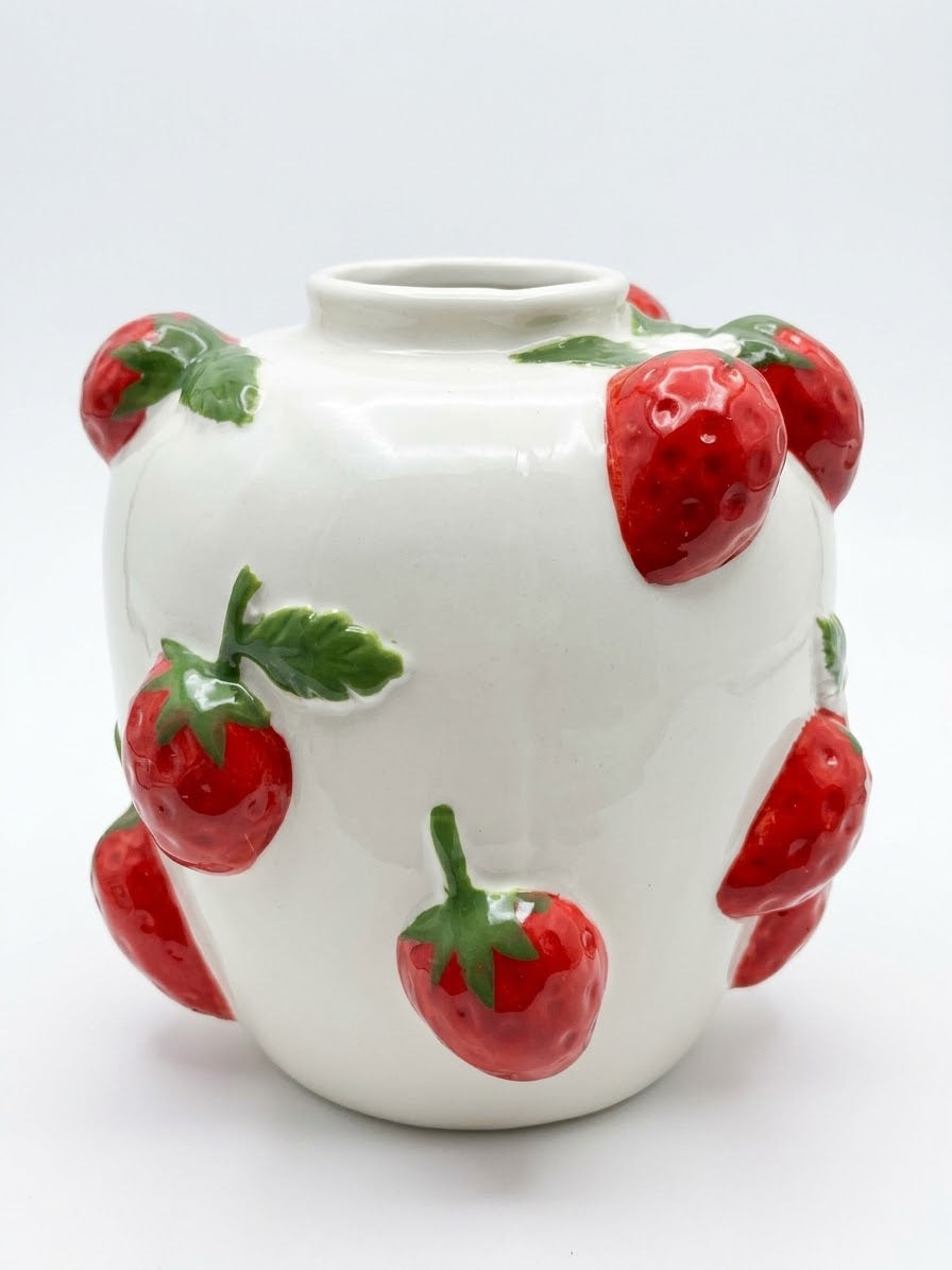 FLORERO DISENO FRESAS 14.2X15.5 CM DECORE