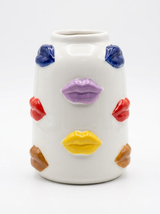 FLORERO  DISENO LABIOS MULTICOLOR 15.2 CM DECORE