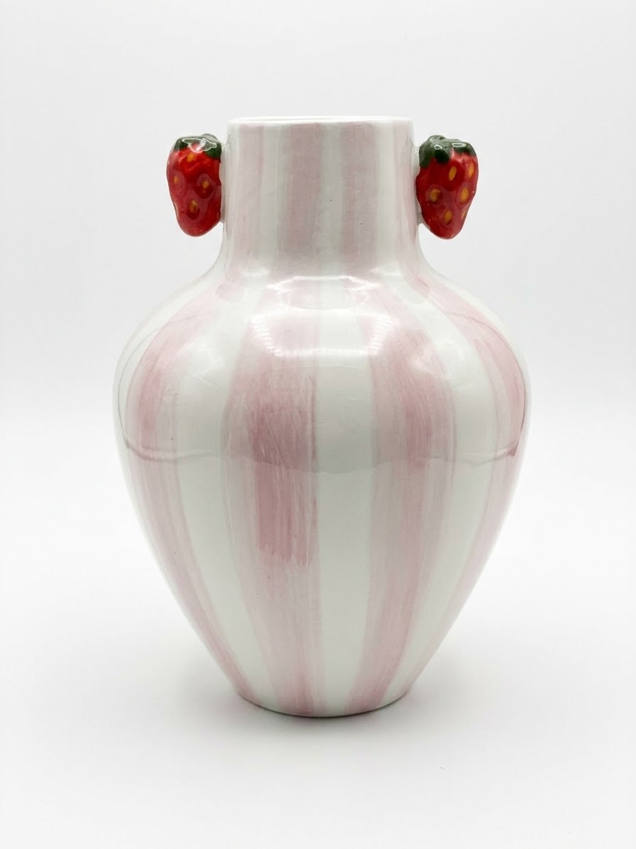 FLORERO  DISENO RAYAS FRESAS 18 CM DECORE