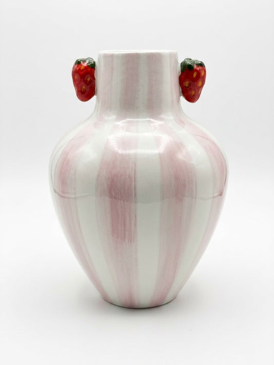 FLORERO  DISENO RAYAS FRESAS 18 CM DECORE