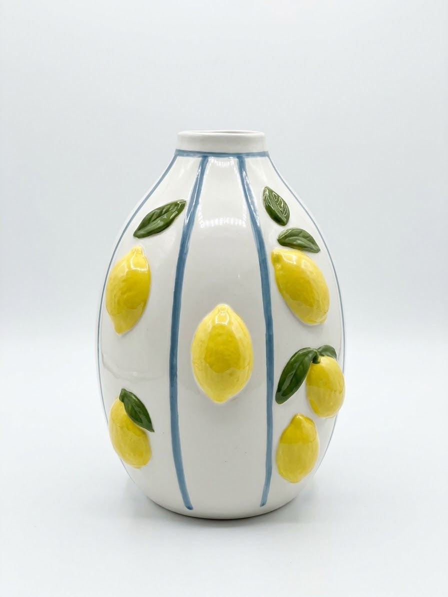 FLORERO  DISENO LIMON RAYAS 18X18X25.5 CM DECORE