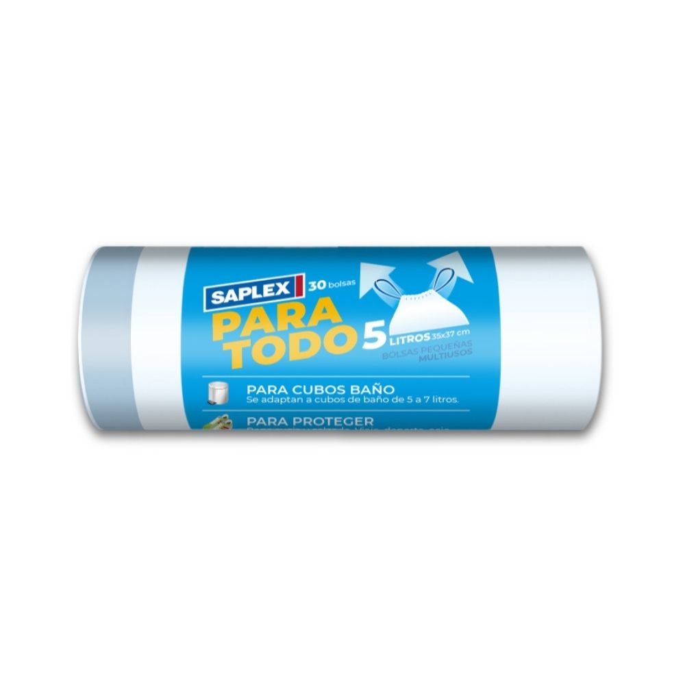 BOLSAS DE BASURA BLANCAS CIERRE FACIL PARA TODO USO DE 5 L / 30 UN SAPLEX