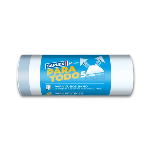 BOLSAS DE BASURA BLANCAS CIERRE FACIL PARA TODO USO DE 5 L / 30 UN SAPLEX